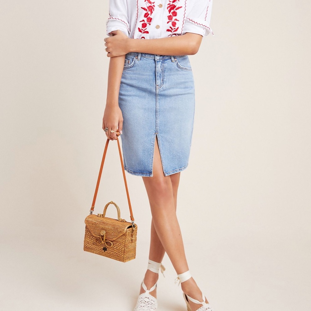 Anthropologie Pilcro Classic Denim Pencil Skirt